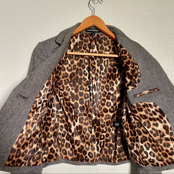 Express Wool Blend Gray Jacket Blazer - Size 4 - Picture 9 of 11